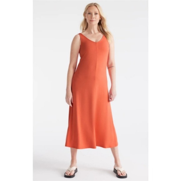 Knix Modal V neck Sleeveless dress in Sunset - Picture 1 of 7